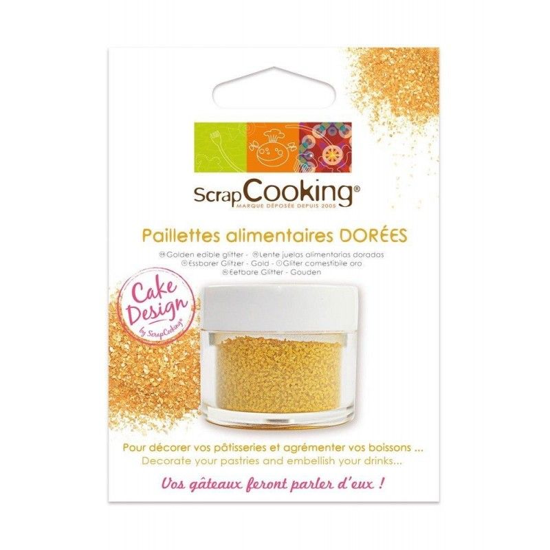 Paillettes alimentaires ScrapCooking - Doré - 5 g - Glaçage