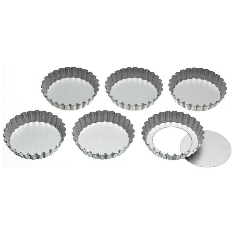 DECARETA 6 PCS Moule à Tarte Amovible 5 Inch Moules à Quiche en