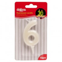 Bougie chiffre 6 fluorescente
