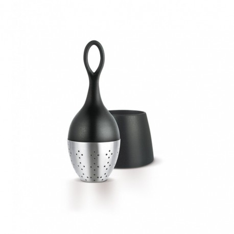 Boule a thé flottante inox et silicone noire Adhoc