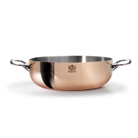 Sautoir bombé cuivre 28cm + couvercle Prima Matera De Buyer