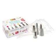 Boîte 6 douilles inox + 8 poches à douille ScrapCooking®