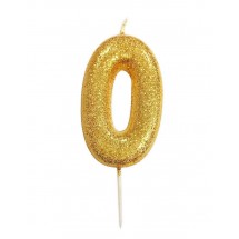 Bougie anniversaire Or Chiffre 0