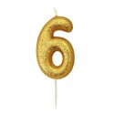 Bougie anniversaire Or Chiffre 6