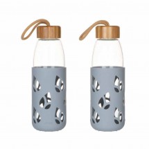 FIN DE SERIE Bouteille verre nomade gris 550ml - Pebbly