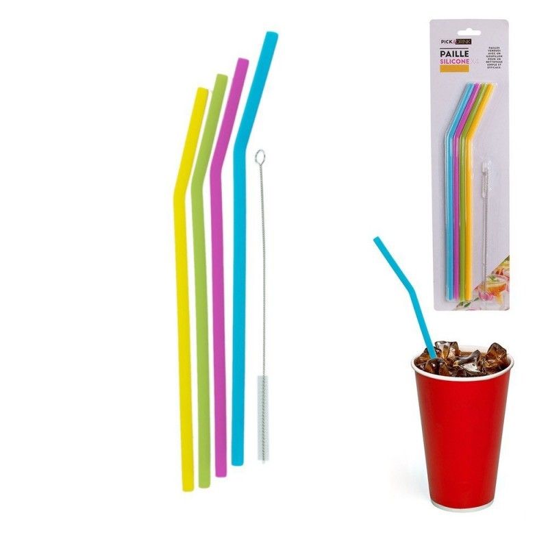 Paille silicone colorée x4 - Totally Addict - MaSpatule