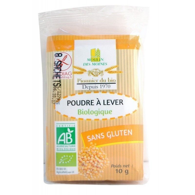 Levure Gâteau Bio Sans Gluten 10g x8 - Moulin des Moines - MaSpatule