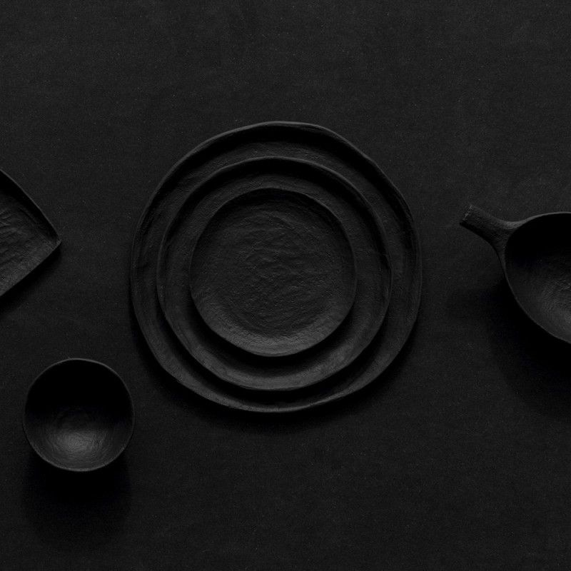 Assiette en plastique ronde - Diamètre 26 cm - Noir