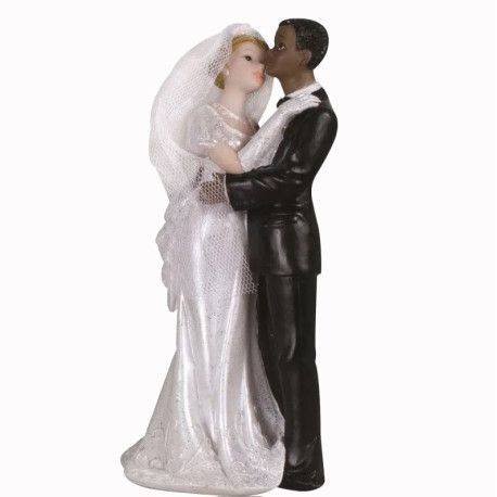 FIN DE SERIE Figurine mariage couple mixte 18cm x2