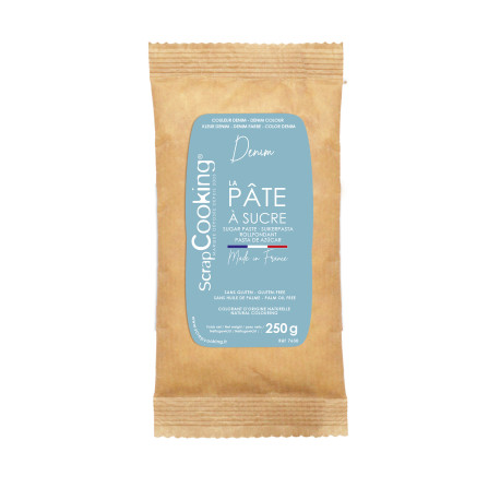 Pâte à sucre bleu denim 250g - ScrapCooking