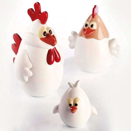 Moule Chocolat Famille Poule (x3) - Pavoni