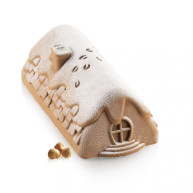 Moule à Bûche Silicone Chalet d'Hiver 3D 23 x 10,5 x H 7,5 cm - Silikomart