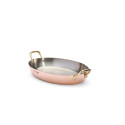 Plat ovale cuivre inox 2 anses laiton 36cm - De Buyer