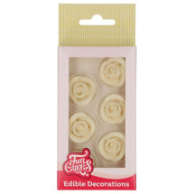 Rose blanche en pâte à sucre - Funcakes