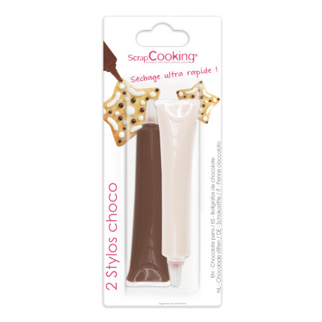 DDM Dépassée Stylo chocolat lait et blanc 25g x2 - ScrapCooking