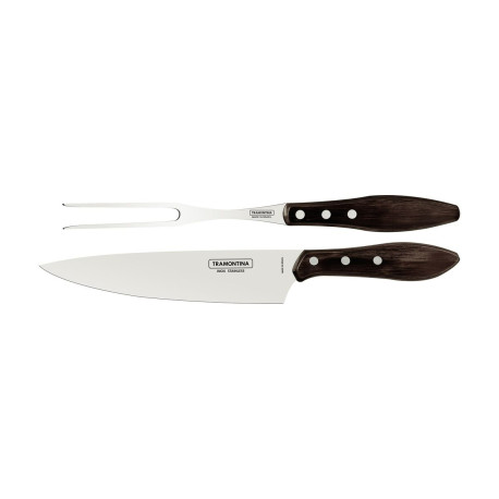 Fourchette et Couteau à Viande Inox et Technobois Churrasco - Tramontina