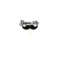 Cake Topper Bonne Fête Moustache sur Pic (x2) - Patisdécor