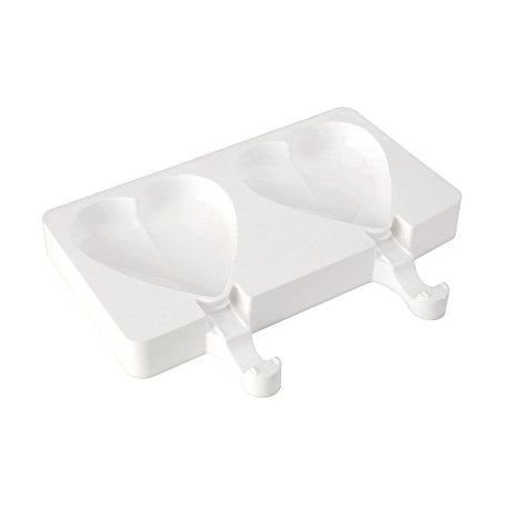 Moule à Glace Silicone 2 Mini Cœur avec bâtonnets - Silikomart