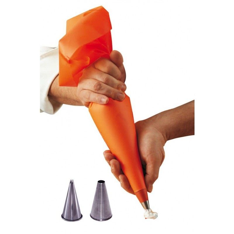 Poche a douille patissiere silicone + 2 douilles inox - De Buyer - MaSpatule