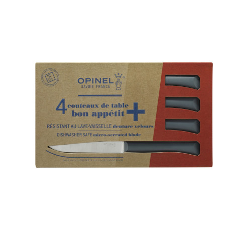 Coffret Couteaux de Table Microdenté Anthracite Bon Appétit + x4 - Opinel