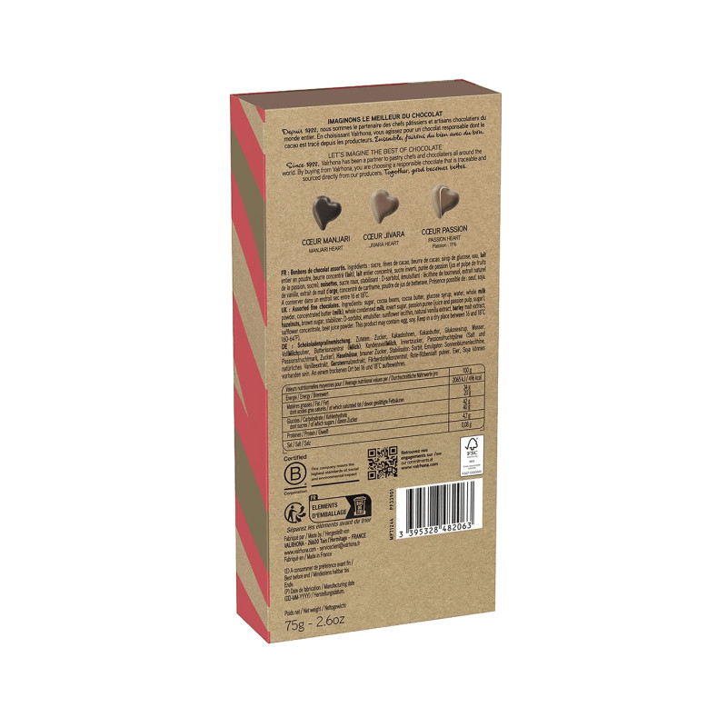 Coffret cœurs en chocolat (Noir & Lait) - dos Coffret cœurs en chocolat (Noir & Lait) - dos