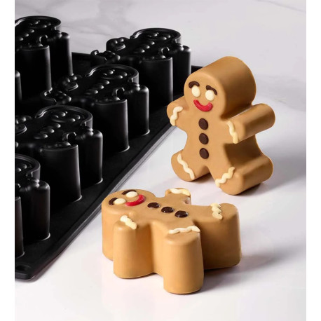Moule Silicone Bonhomme Pain d’Épices 8,5 x H 3,5 cm (x12) Pavoflex