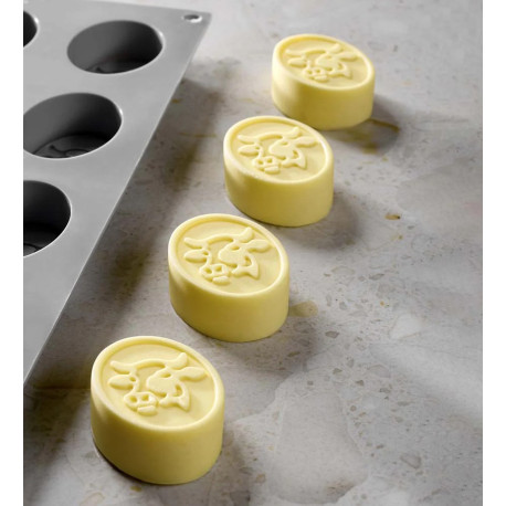 Moule Silicone Beurre Ovale Vache 4 x 5 x H 1,9 cm (x12) Gourmand Pavoni