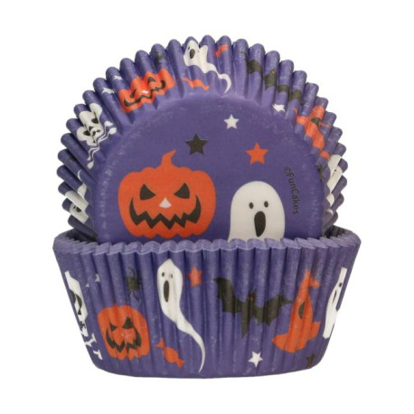 Caissettes Cupcakes Violettes Halloween (x48) - Funcakes