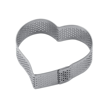 Cercle à Tarte Coeur Inox Micro-perforé 7,5 x 7 cm x H 2 cm - Pavoni