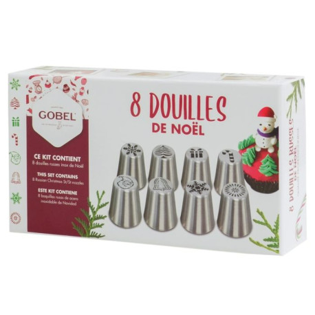 Coffret Douilles Pâtissières Noël en Inox (x8) - Gobel