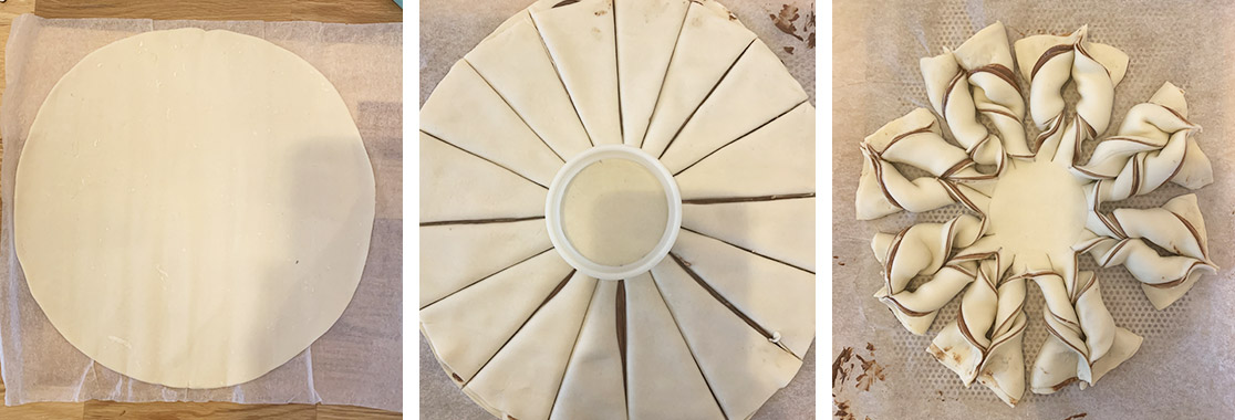 Pas à pas de la recette feuilleté étoile en chocolat