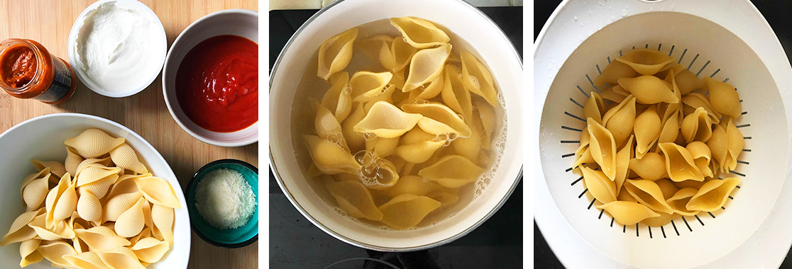 Recette Conchiglioni ricotta pesto