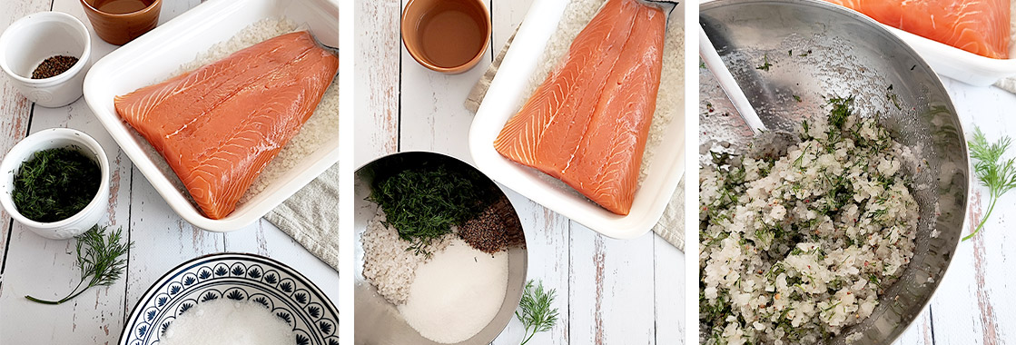 Préparation du saumon Gravlax